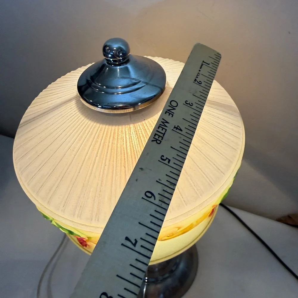 Vintage Metal Base Art Deco Green Painted  Boudoir Table Lamp‎ 3- Way Touch